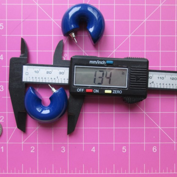 💙 Vtg Uncommon Matters Beam Semi Hoop Earrings Deep Cobalt Blue Enamel 925 - Picture 12 of 12